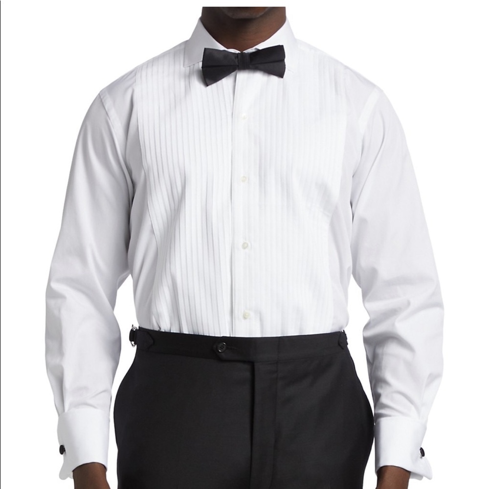 Paul Stuart Pleated Formal Dress Egyptian Cotton Shirt